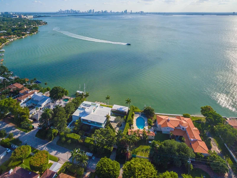 Luxury Miami Beach mansion with private dock and pool on Biscayne Bay waterfront North Bay Road