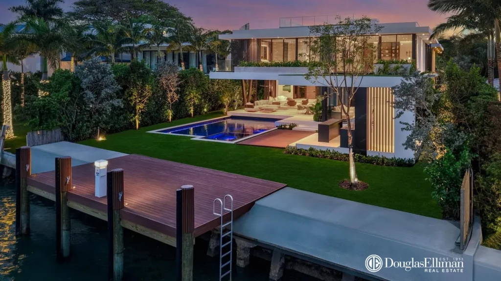 Detailed image of Miami Luxury Waterfront Modern Estate Private Boat Dock Infinity Pool View, a premier Luxury Condo showcasing resort-style amenities in the exclusive Miami Beach neighborhood.