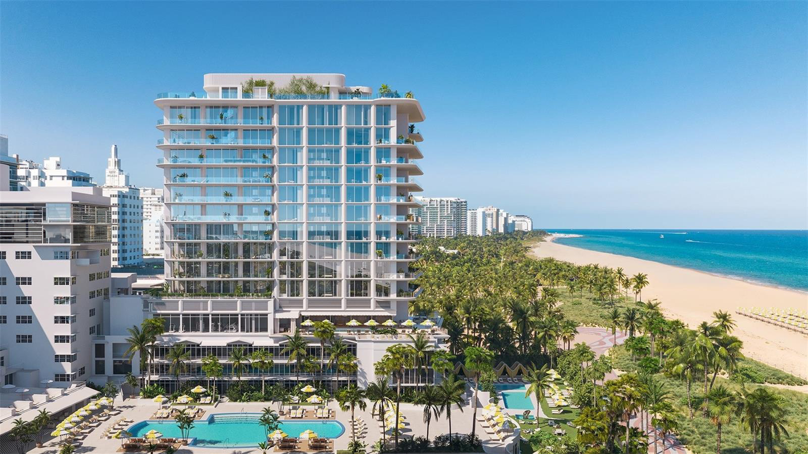 New luxury oceanfront condo development for sale in 2026 with resort-style pool and beachfront amenities