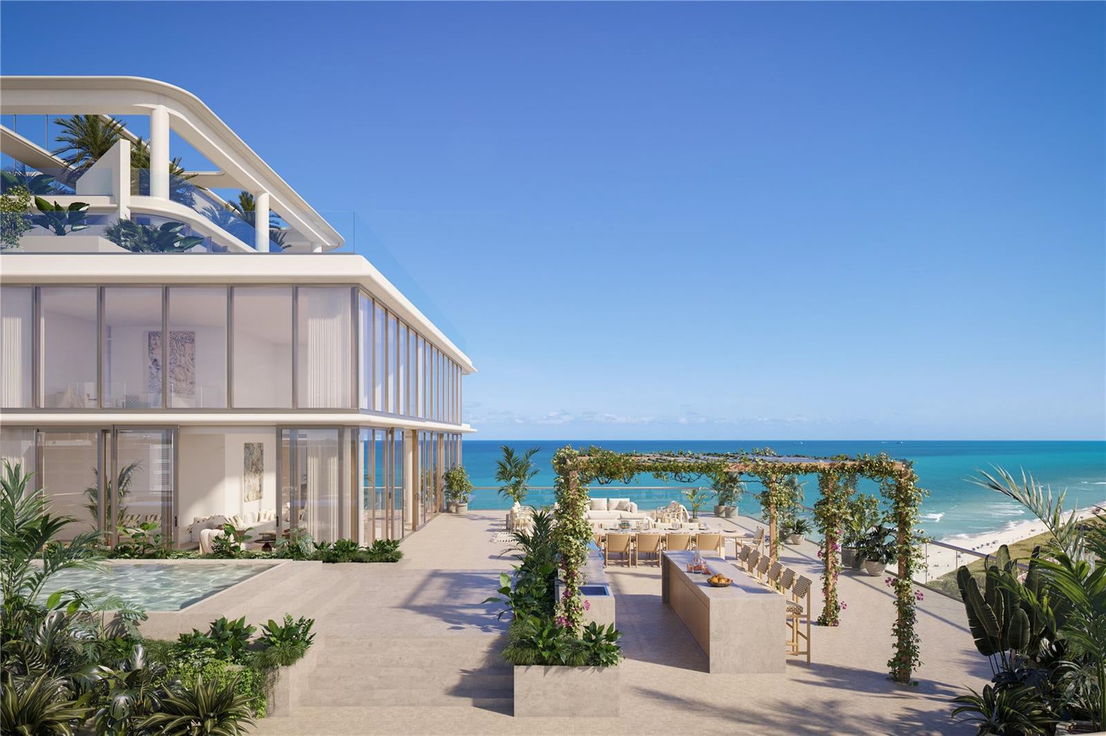Miami Beach penthouse for sale featuring private rooftop terrace pool and unobstructed ocean views
