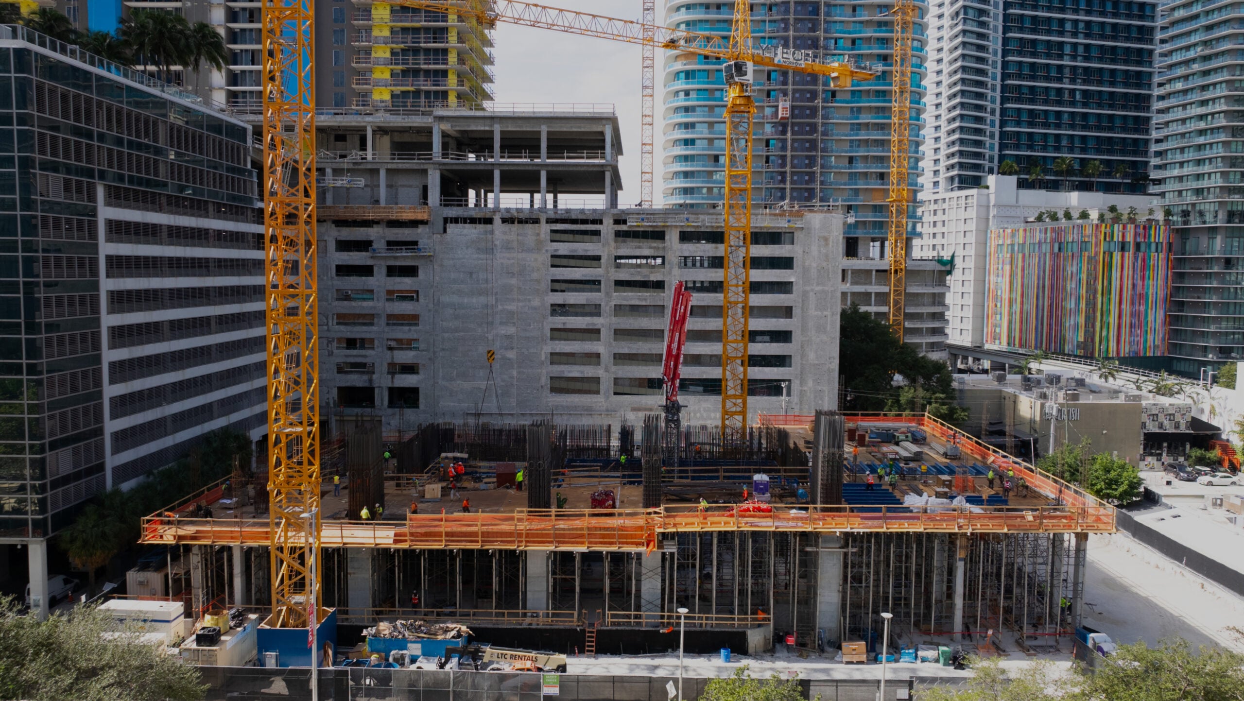 1428 Brickell construction progress photo showing the luxury tower going vertical at 1428 Brickell Avenue Miami built by Coastal Construction