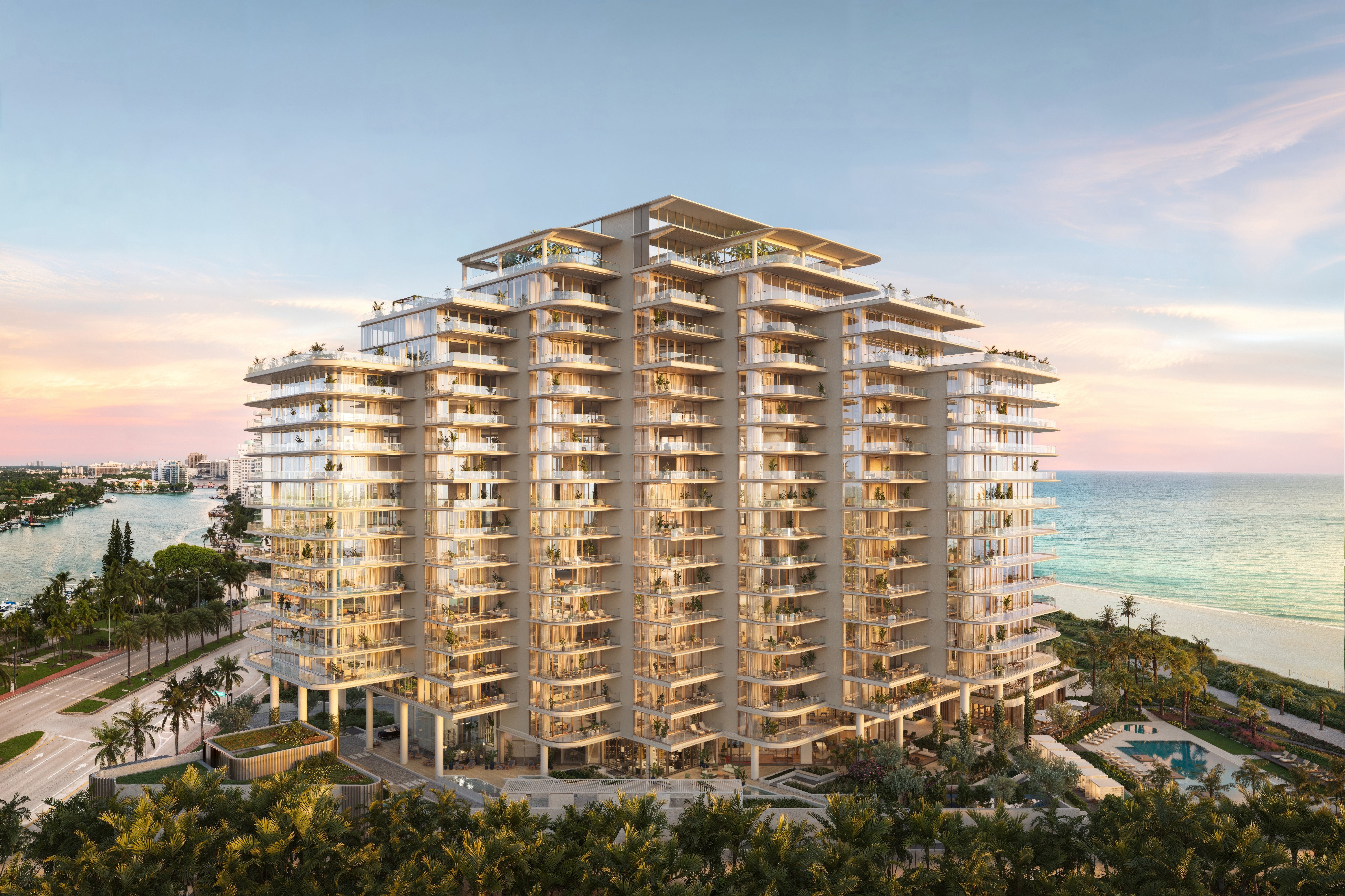The Perigon Miami Beach exterior rendering at 5333 Collins Avenue designed by Rem Koolhaas OMA