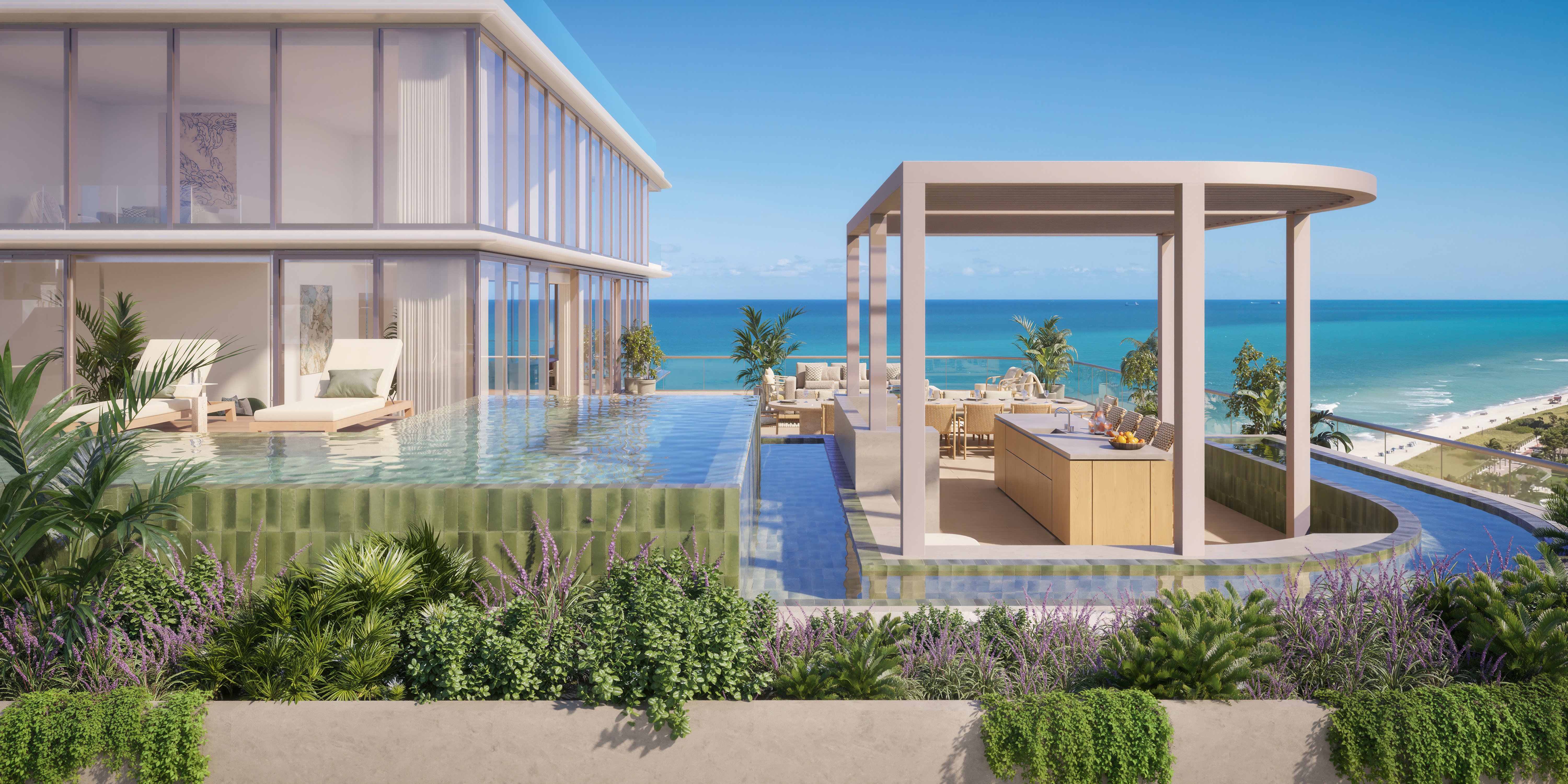 Perigon Penthouse West Miami Beach private rooftop pool terrace with ocean views