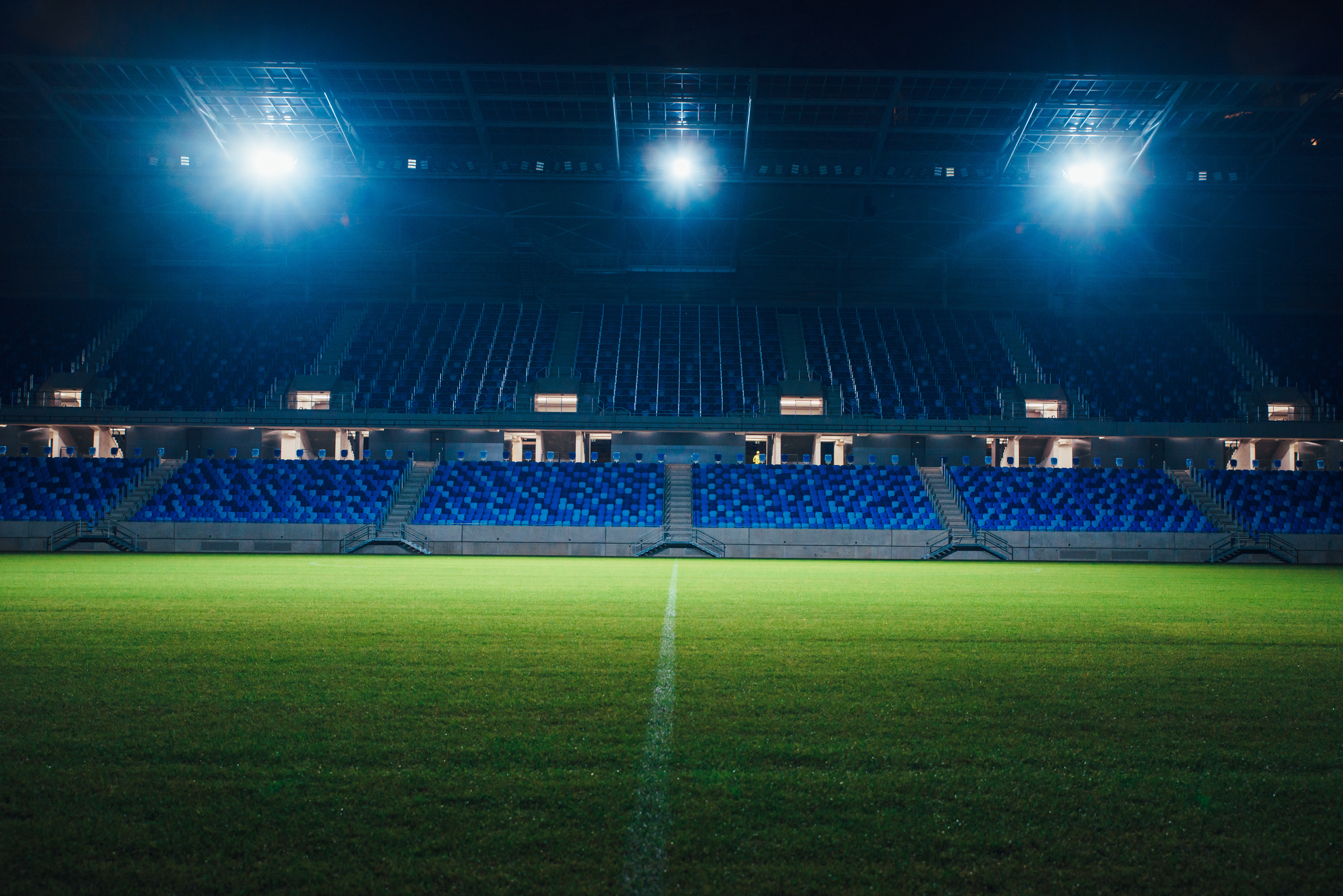 Football stadium lit up for a night match during the FIFA World Cup 2026