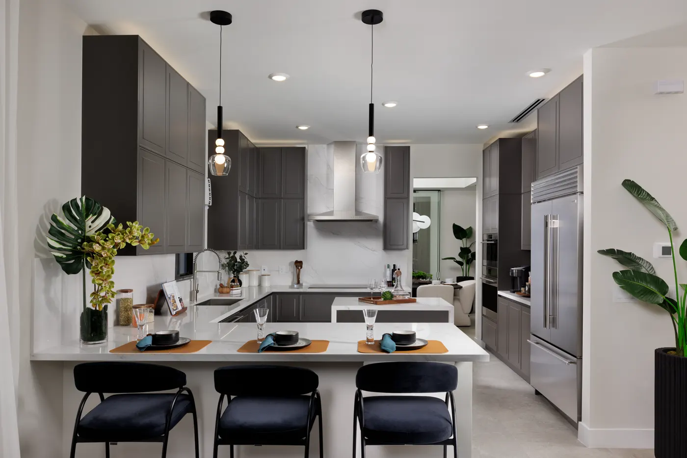 Kitchen of the Sommerset model at Greenview at Presidential with island and Sub-Zero and Wolf appliances